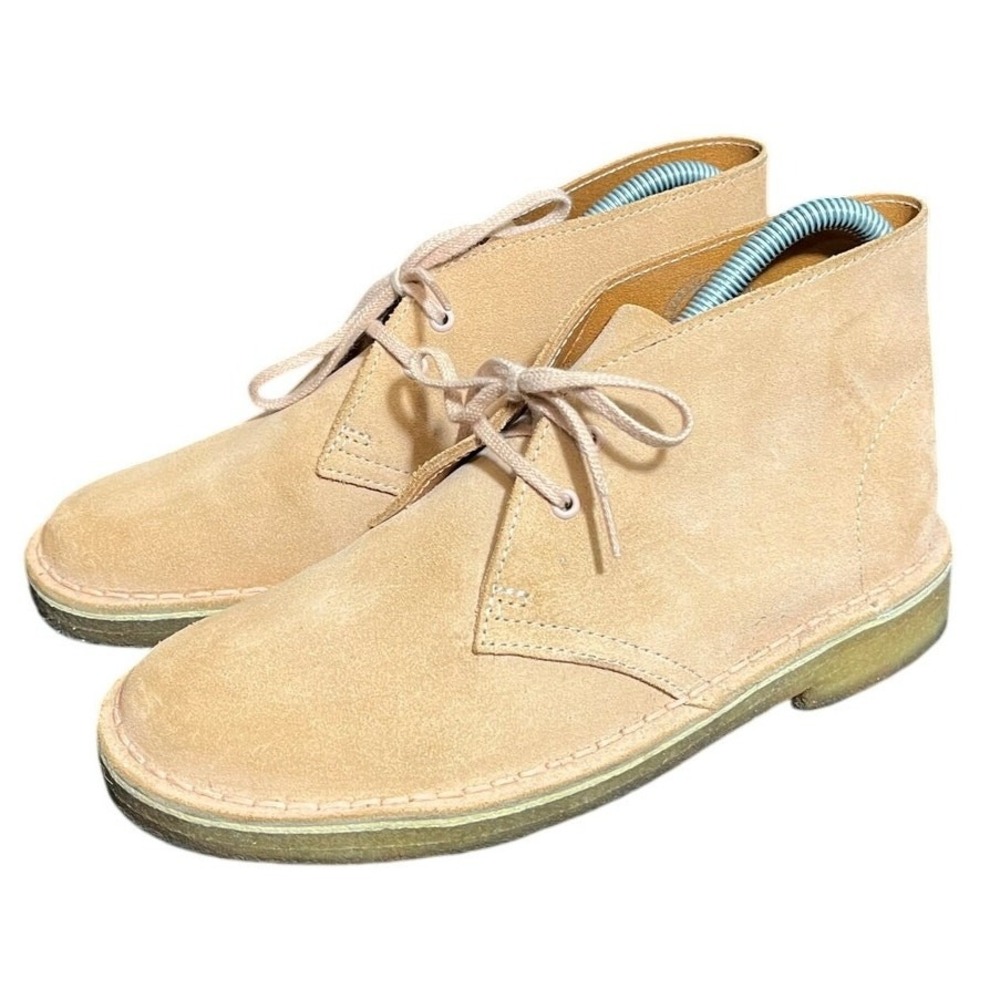 Clarks Desert Boot Women 7.5 Pink Suede Chukka Lace Up Crepe Sole 26118617
